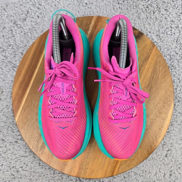 Hoka One One Womens 6B Rincon 3 Phlox Pink Atlantis Athletic Gym Running Shoe - Picture 5 of 12